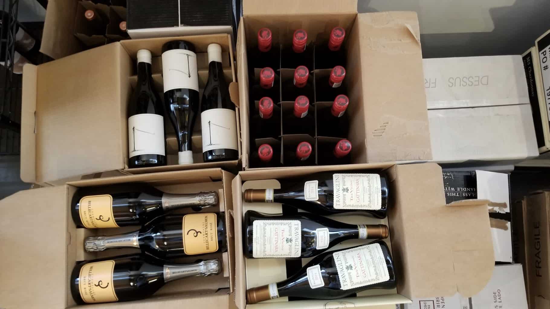 open cases of wine